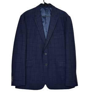 Joseph Abboud Mens Blue Plaid Check Sport Coat 46 L Suit Jacket Blazer Slim Fit